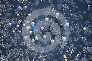 Amphetamine molecule. Ball-and-stick molecular model. Chemistry related 3d rendering