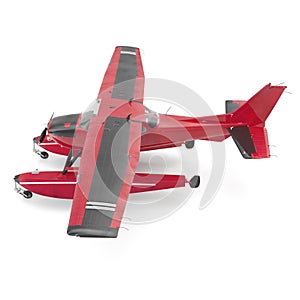 Amphibian plane on white. 3D illustration