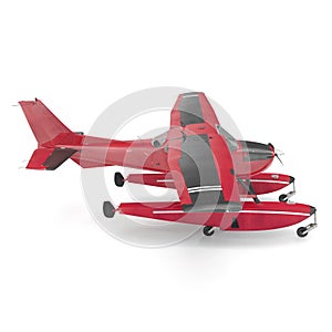 Amphibian plane on white. 3D illustration