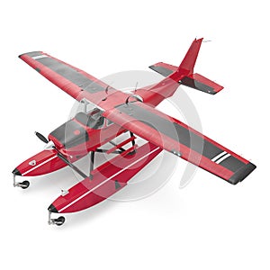 Amphibian plane on white. 3D illustration