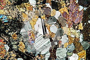 Amphibolite rock under the microscope