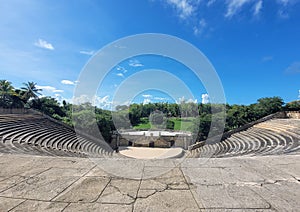Amphitheater in Altos de Chavon old village - colonial town reconstructed in Casa de Campo, La Romana, Dominican Republic