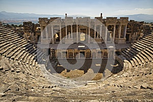 Amphitheater in ancient city of Hierapolis. Pamukkale, Turkey