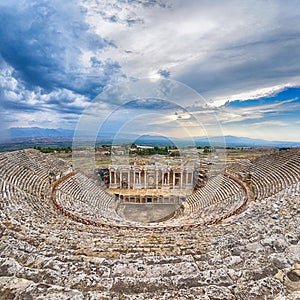 Amphitheater in hierapolis, Pamukkale - Turkey. photo