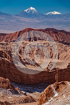 Amphitheater in Moon valley and Licancabur volcano