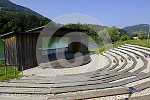 Amphitheater on the river bank in the Lavamund. Carinthia, Austria