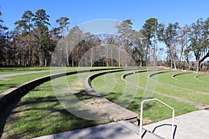 Amphitheater seats with railing