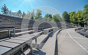 Amphitheater, stadium, benches arranged in a circle .