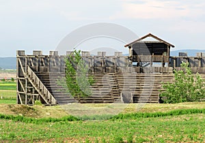 Amphitheater in the Viminacium Archaeological Park or Reconstruction of the amphitheater of the Roman city Viminatium