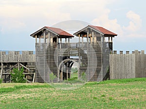 Amphitheater in the Viminacium Archaeological Park or Reconstruction of the amphitheater of the Roman city Viminatium