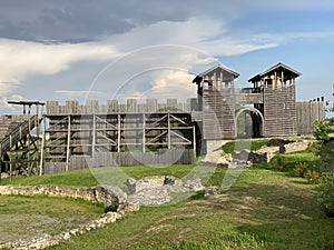 Amphitheater in the Viminacium Archaeological Park or Reconstruction of the amphitheater of the Roman city Viminatium