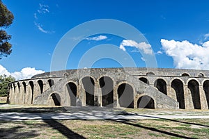 Amphitheatre of the ancient archaeological site in Pompeii, Italy