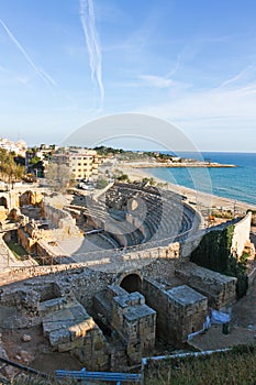 Amphitheatre from the Roman city of Tarraco, now Tarragona. It was built in the 2nd century AD, sited close to the forum of this photo