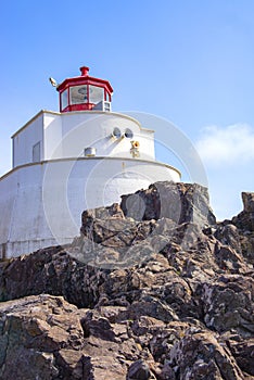 Amphitrite Point Lighthouse located in Ucluelet, Vancouver Island, BC