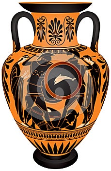 Amphora, Ancient Greece Hoplite battle photo