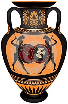 Amphora with the Ancient Greece warriorâ€™s