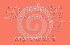 Amphotericin B antifungal drug molecule. Skeletal formula. photo