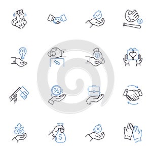 Amplification line icons collection. Boost, Volume, Amplify, Expand, Increase, Intensify, Magnify vector and linear photo