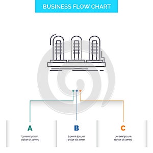 amplifier, analog, lamp, sound, tube Business Flow Chart Design with 3 Steps. Line Icon For Presentation Background Template Place