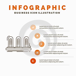 amplifier, analog, lamp, sound, tube Infographics Template for Website and Presentation. Line Gray icon with Orange infographic