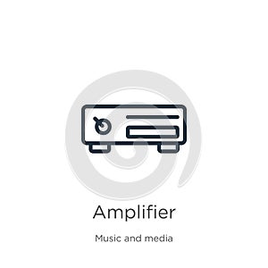 Amplifier icon. Thin linear amplifier outline icon isolated on white background from music collection. Line vector sign, symbol