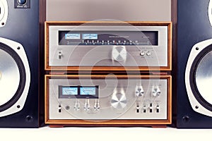 Amplifier, Tuner, Speakers Stereo Vintage Audio System