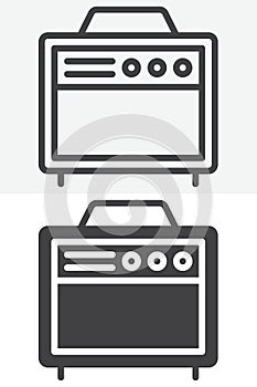 Amplifier vector icon set in outline and solid style