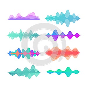 Amplitude color motion waves. Abstract electronic music sound voice wave vector set