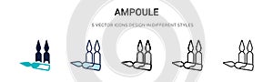 Ampoule icon in filled, thin line, outline and stroke style. Vector illustration of two colored and black ampoule vector icons