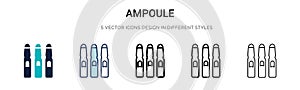 Ampoule icon in filled, thin line, outline and stroke style. Vector illustration of two colored and black ampoule vector icons