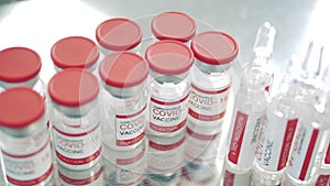 Ampoules with doses of coronavirus vaccine