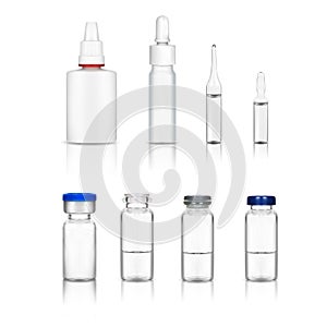 Ampoules and medical bottles set