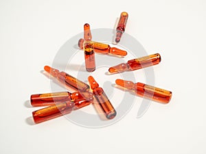 Ampoules for vitamin B12 injections. Injectable solution ampoules used to supplement vitamin B12. photo