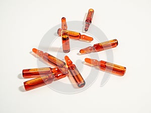 Ampoules for vitamin B12 injections. Injectable solution ampoules used to supplement vitamin B12.