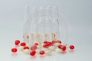 Ampoules,vitamins e and tablets