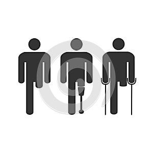 Amputee disabled man. Vector illustration, flat design. photo