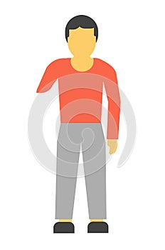 Amputee faceless person without hand vector illustration isolated on white