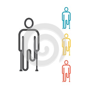 Amputee line icon. Disabled sign. Vector illustration.