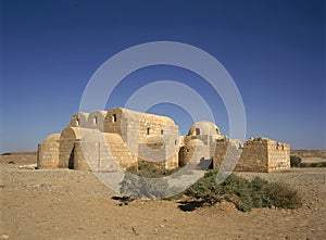 The Amra desert castle Qasr Amra near Amman, Jordan.