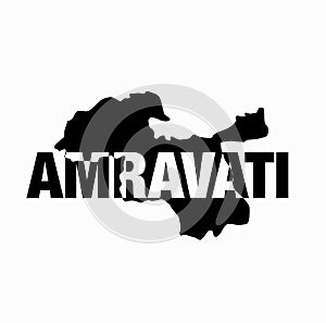 Amravati district map typography. Amravati is a district of Maharashtra