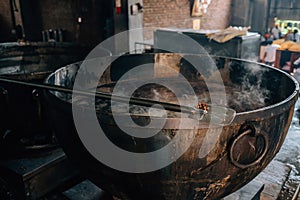 Amritsar, India - Cooks preparing food portion for pilgrims. The Kitchen at Golden Temple Feeds up to 100,000 People a Day for