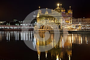 Amritsar Sikh Golden temple at night