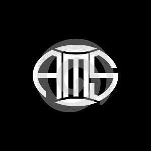 AMS abstract monogram circle logo design on black background. AMS Unique creative initials letter logo..AMS abstract monogram