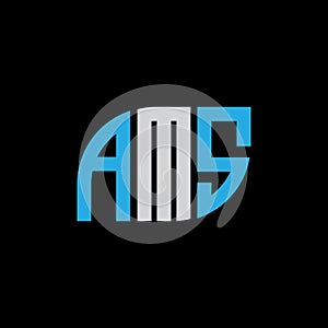 AMS letter logo design on black background.AMA creative initials letter logo concept.AMS letter design photo