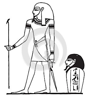 Amset. Set of Egiptian labels and elements. Vector set illustration template tattoo.