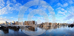 Amstel river winter panorama