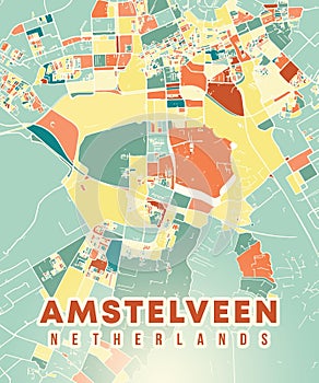 Amstelveen Netherlands colorful map