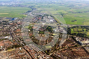 Amsterdam aerial view from plane