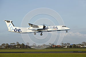 Amsterdam Airport Schiphol - Bombardier Dash 8 of Flybe lands