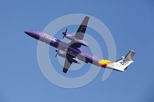 Amsterdam Airport Schiphol - Flybe Bombardier Dash takes off